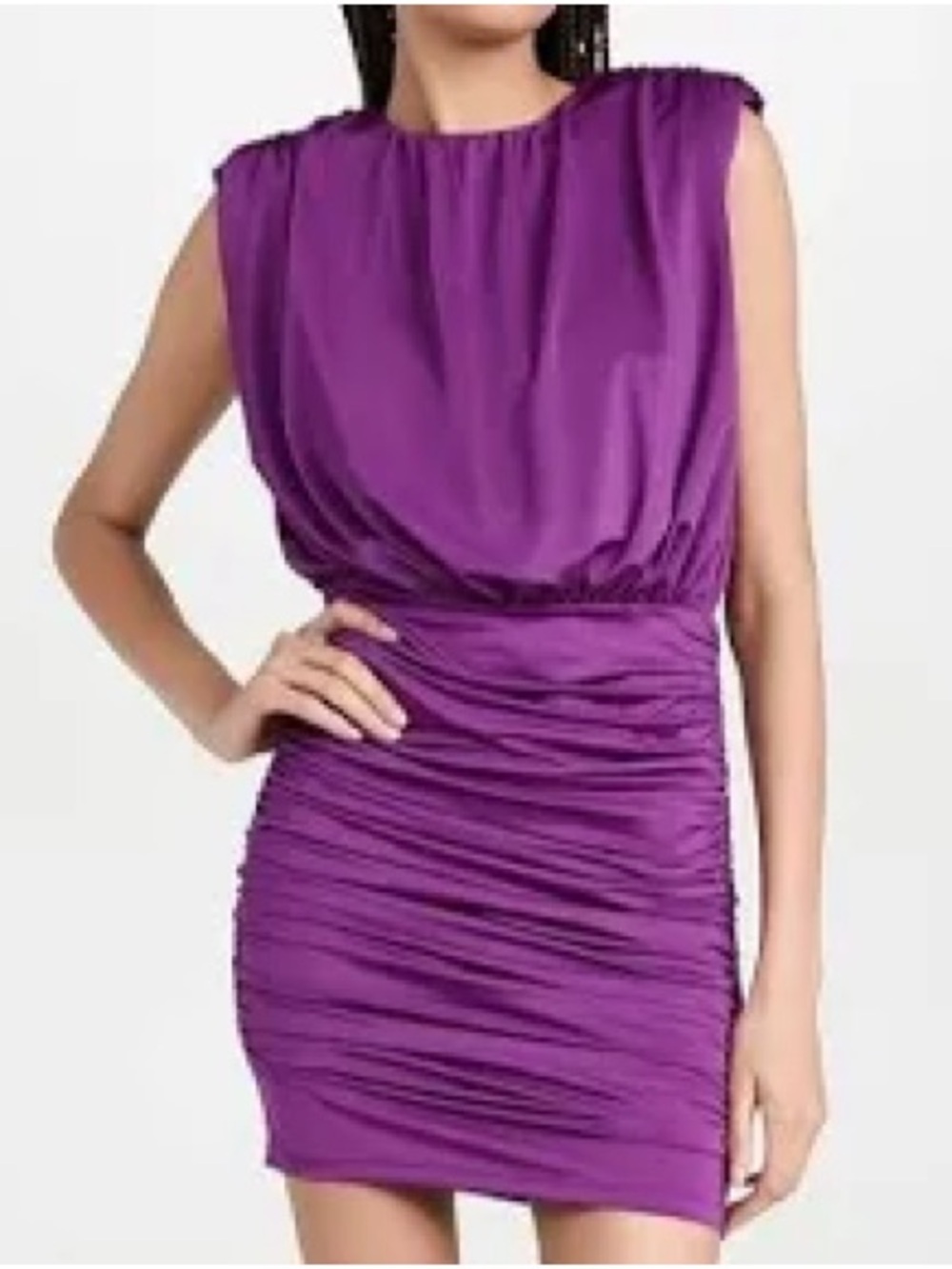 VERONICA BEARD Bora Satin
Ruched Sleeveless Mini Dress
Dark Violet Purple 2 NWT